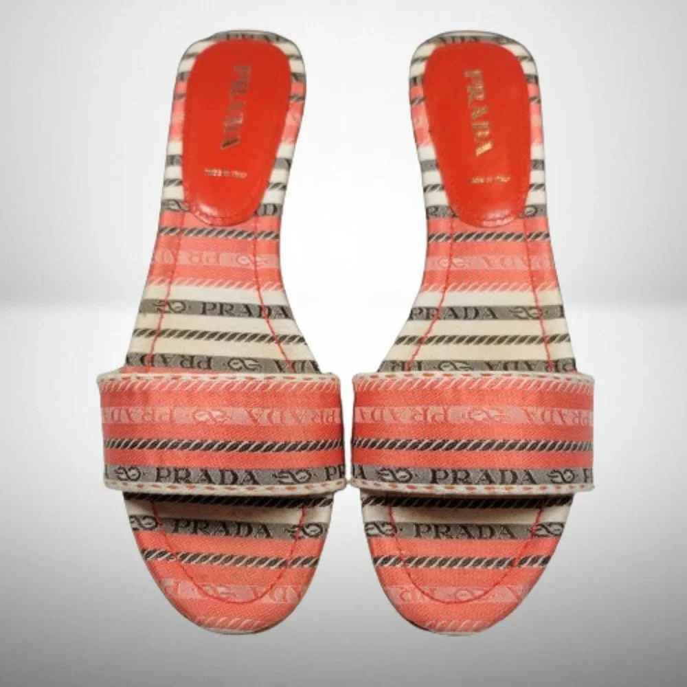 Prada Coral Orange Wooden Mule Sandals - New - Size: 40 - Picture 2 of 12